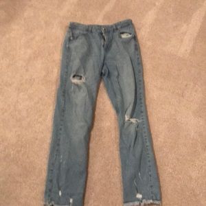 High waisted ripped jeans